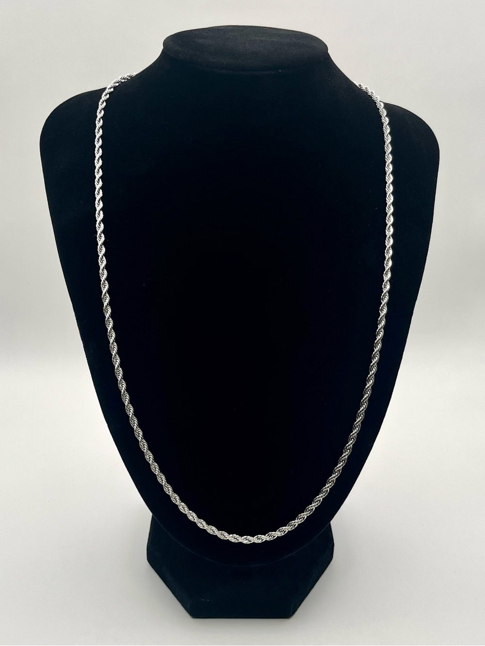 Silver Plated 3mm Rope Chain 24” Stainless Steel Necklace